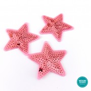 Pegatina Termo-adhesiva con Paillettes - Estrella Rosa
